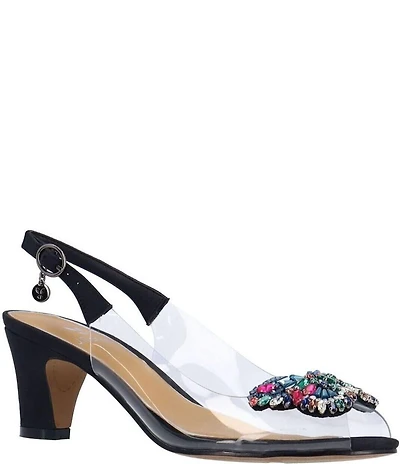 J. Renee Gloriana Jewel Butterfly Ornament Peep Toe Slingback Pumps
