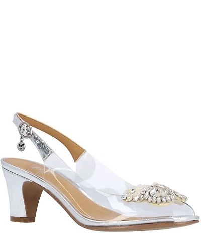 J. Renee Gloriana Jewel Butterfly Ornament Peep Toe Slingback Pumps