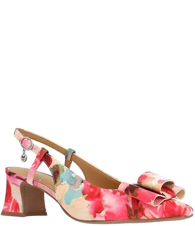 J. Renee Greer Watercolor Floral Slingback Bow Pumps