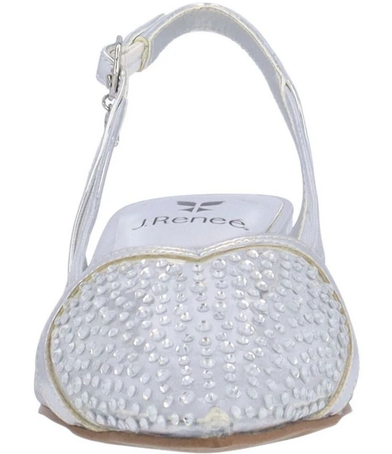 J. Renee Gwyn Metallic Mesh Rhinestone Vinyl Slingback Kitten Heel Dress Pumps