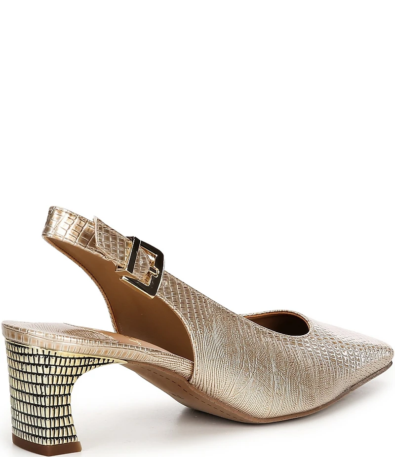 J. Renee Hadyn Lizard Print Block Heel Slingback Pumps