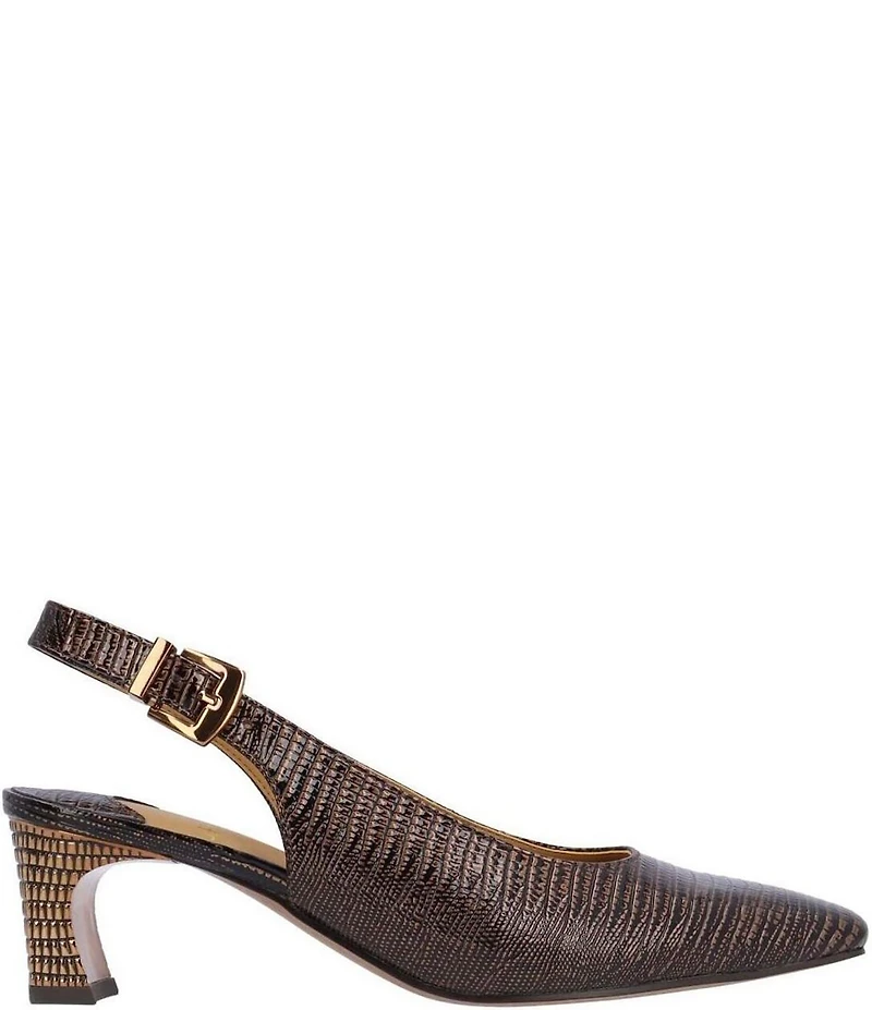 J. Renee Hadyn Lizard Print Block Heel Slingback Pumps
