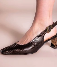 J. Renee Hadyn Lizard Print Block Heel Slingback Pumps