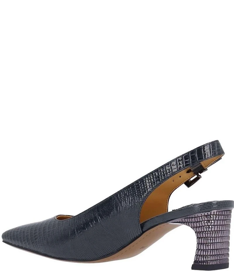 J. Renee Hadyn Lizard Print Block Heel Slingback Pumps