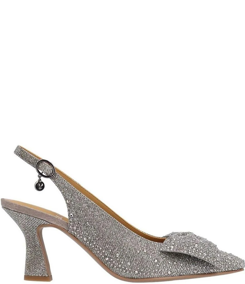J. Renee Harlan Glitter Rhinestone Bow Slingback Pumps