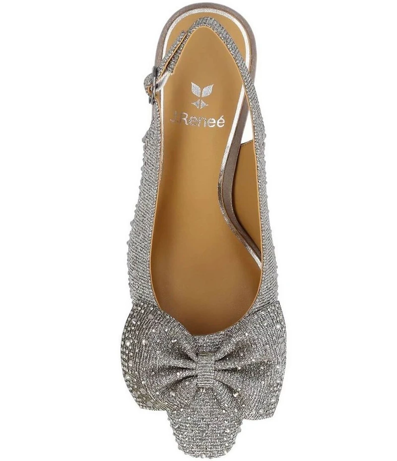 J. Renee Harlan Glitter Rhinestone Bow Slingback Pumps