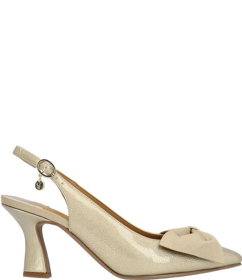 J. Renee Harlan Patent Grosgrain Bow Slingback Pumps