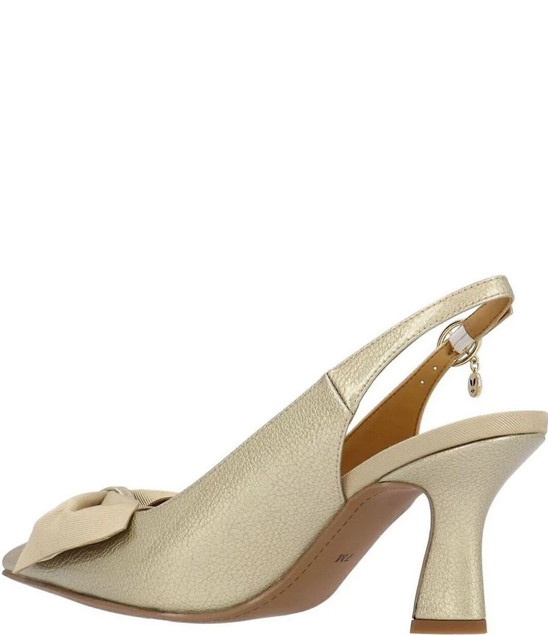 J. Renee Harlan Patent Grosgrain Bow Slingback Pumps