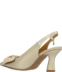 J. Renee Harlan Patent Grosgrain Bow Slingback Pumps