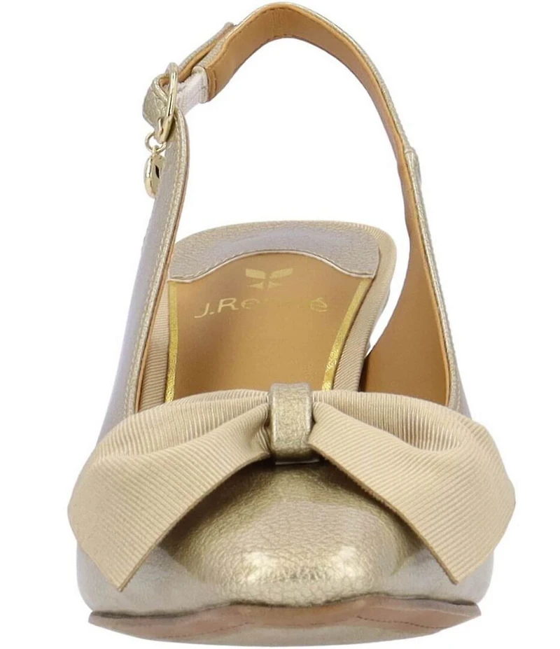 J. Renee Harlan Patent Grosgrain Bow Slingback Pumps
