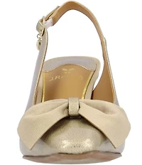 J. Renee Harlan Patent Grosgrain Bow Slingback Pumps
