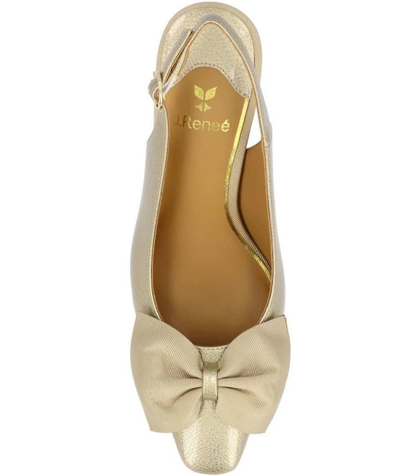 J. Renee Harlan Patent Grosgrain Bow Slingback Pumps