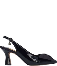 J. Renee Harlan Patent Grosgrain Bow Slingback Pumps
