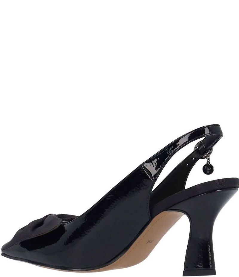 J. Renee Harlan Patent Grosgrain Bow Slingback Pumps