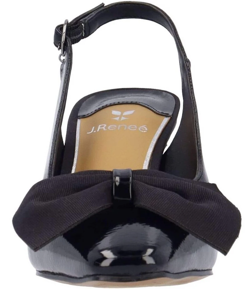 J. Renee Harlan Patent Grosgrain Bow Slingback Pumps