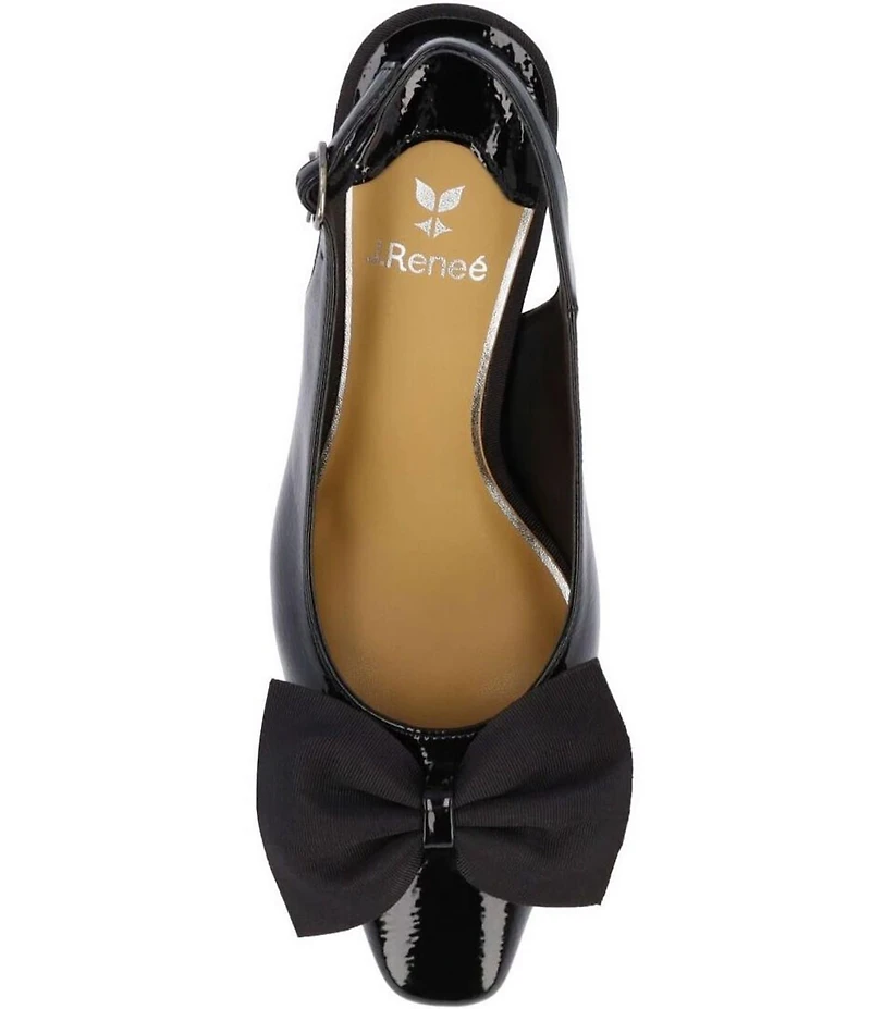 J. Renee Harlan Patent Grosgrain Bow Slingback Pumps