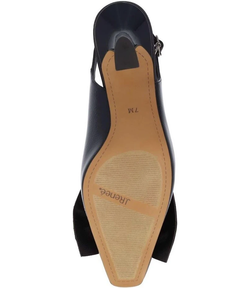 J. Renee Harlan Patent Grosgrain Bow Slingback Pumps