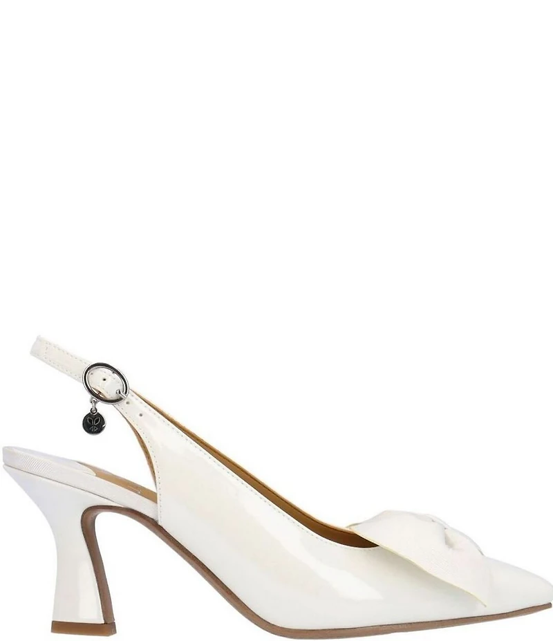 J. Renee Harlan Patent Grosgrain Bow Slingback Pumps