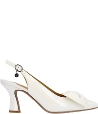 J. Renee Harlan Patent Grosgrain Bow Slingback Pumps