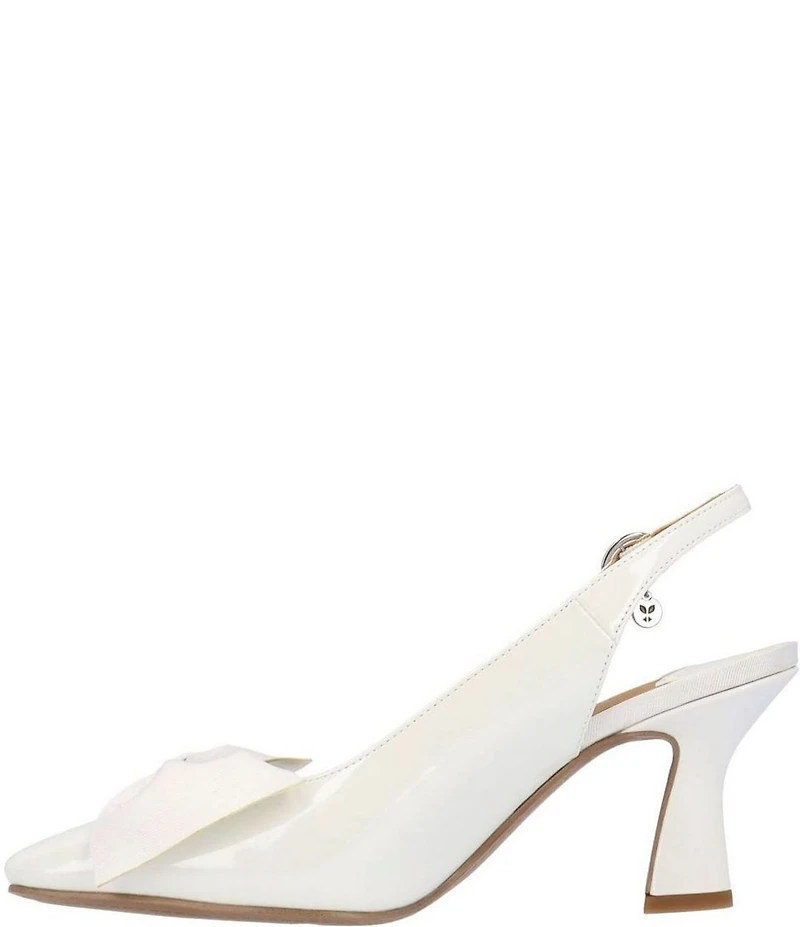 J. Renee Harlan Patent Grosgrain Bow Slingback Pumps