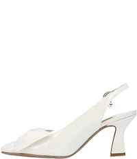 J. Renee Harlan Patent Grosgrain Bow Slingback Pumps