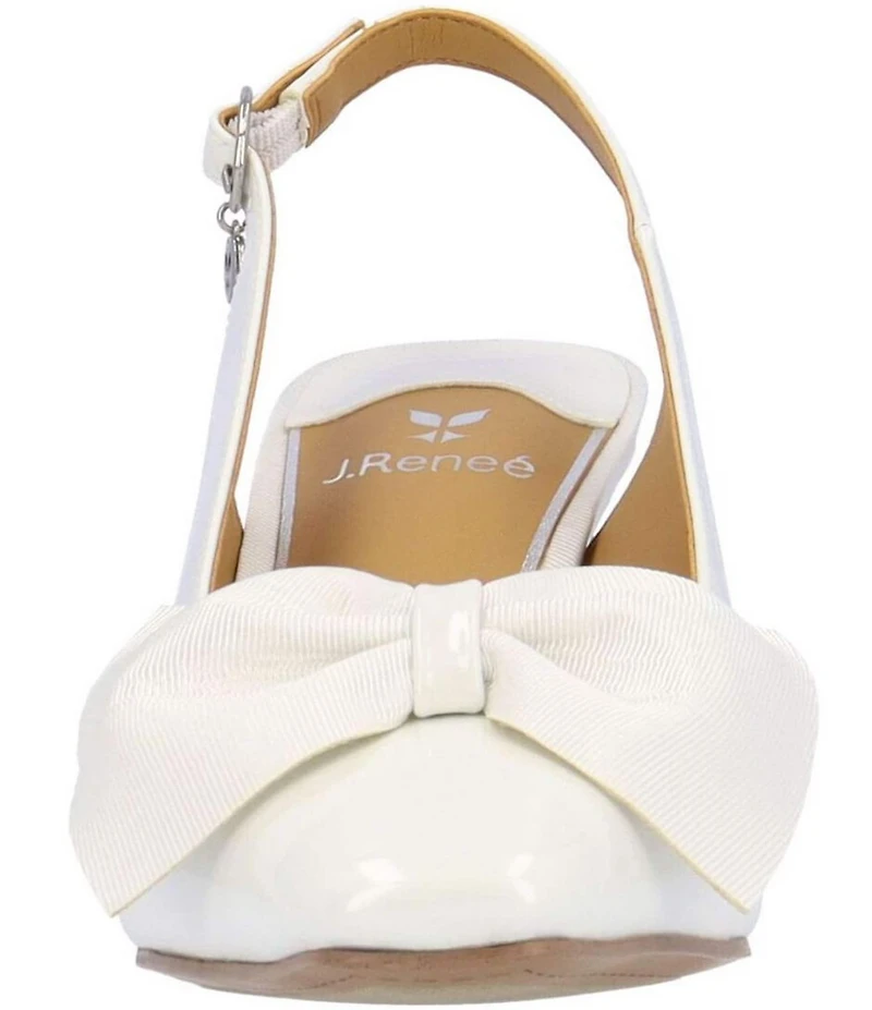 J. Renee Harlan Patent Grosgrain Bow Slingback Pumps