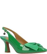 J. Renee Harlan Patent Grosgrain Bow Slingback Pumps