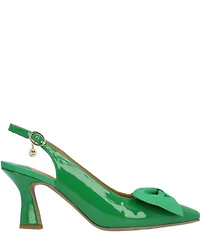 J. Renee Harlan Patent Grosgrain Bow Slingback Pumps