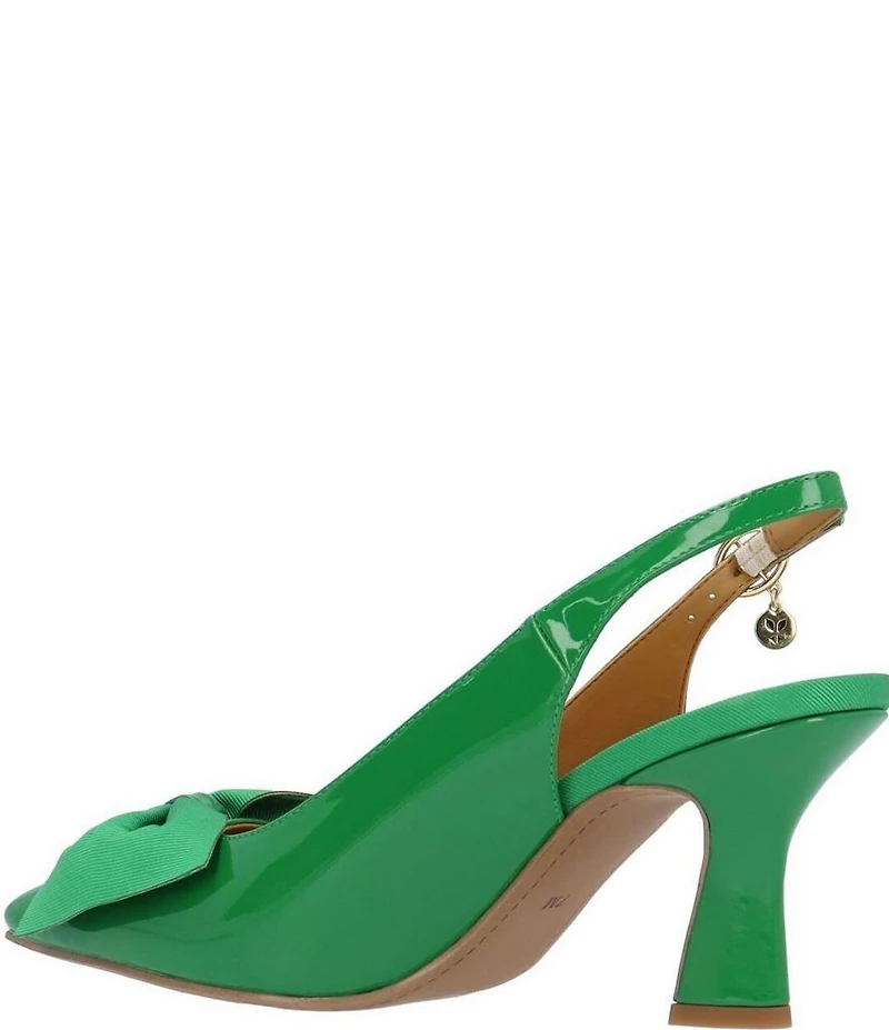 J. Renee Harlan Patent Grosgrain Bow Slingback Pumps