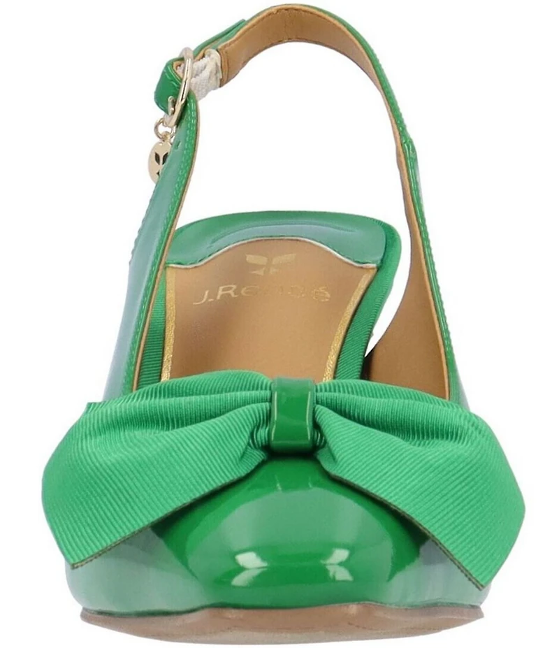 J. Renee Harlan Patent Grosgrain Bow Slingback Pumps