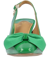 J. Renee Harlan Patent Grosgrain Bow Slingback Pumps