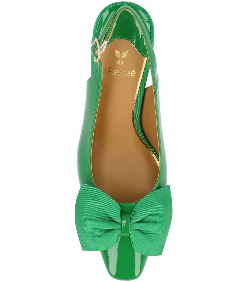 J. Renee Harlan Patent Grosgrain Bow Slingback Pumps