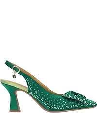 J. Renee Harlan Satin Rhinestone Bow Slingback Pumps