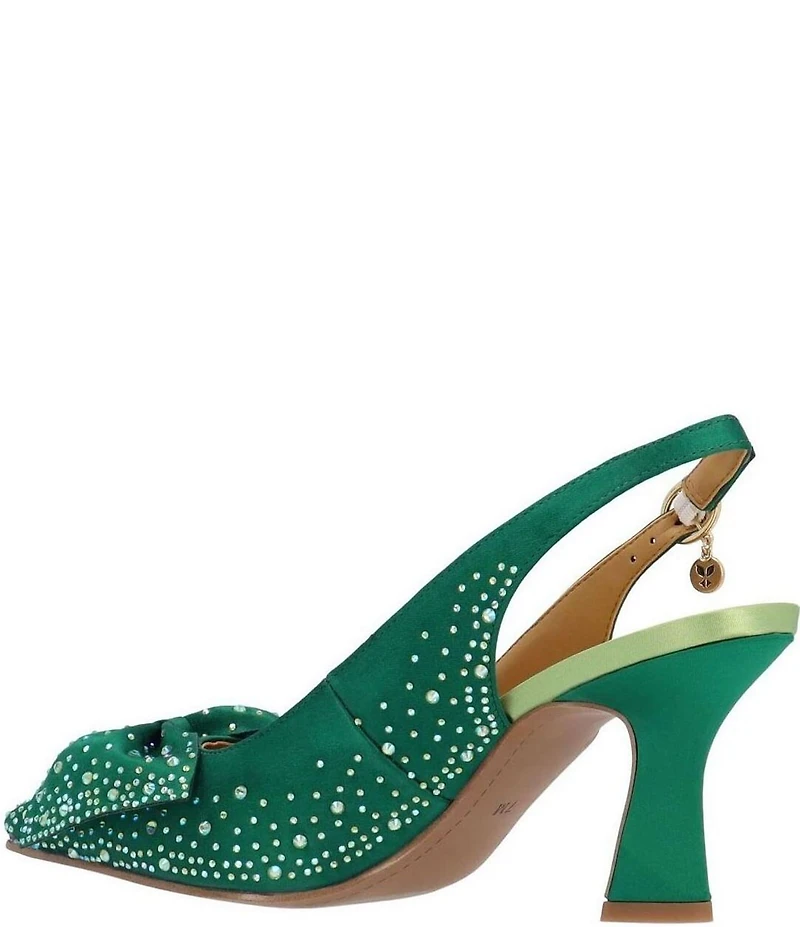 J. Renee Harlan Satin Rhinestone Bow Slingback Pumps