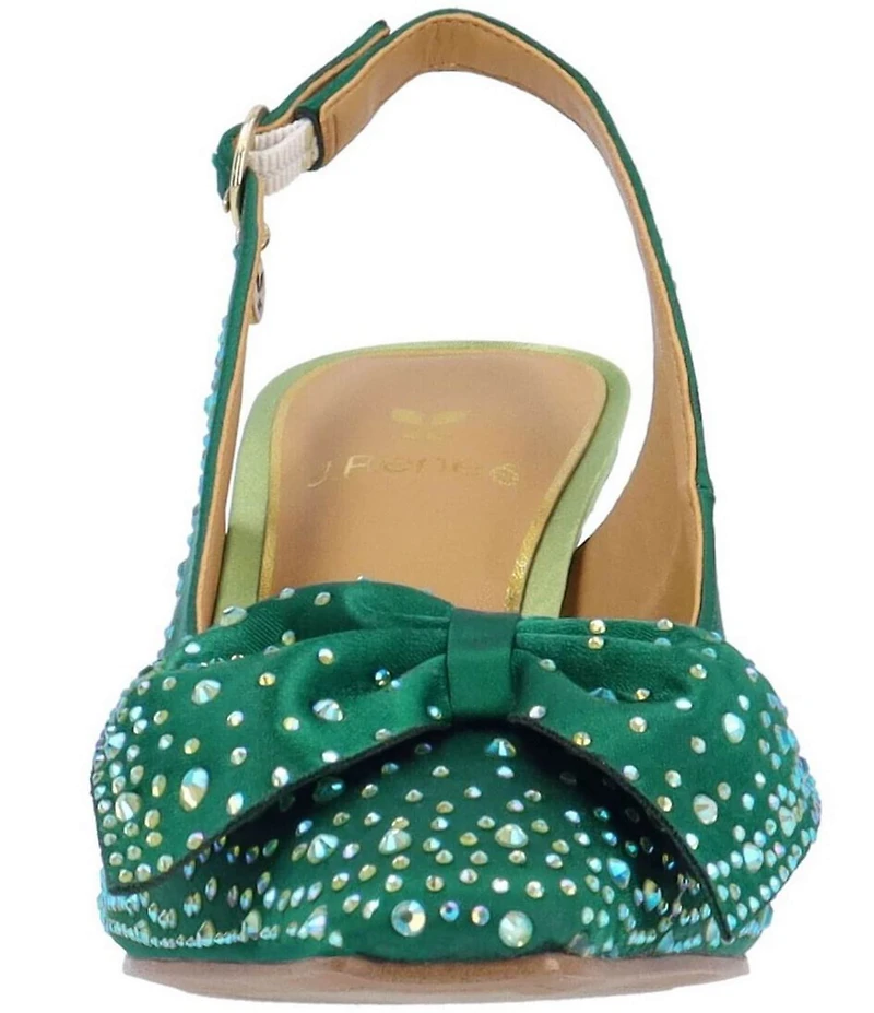 J. Renee Harlan Satin Rhinestone Bow Slingback Pumps