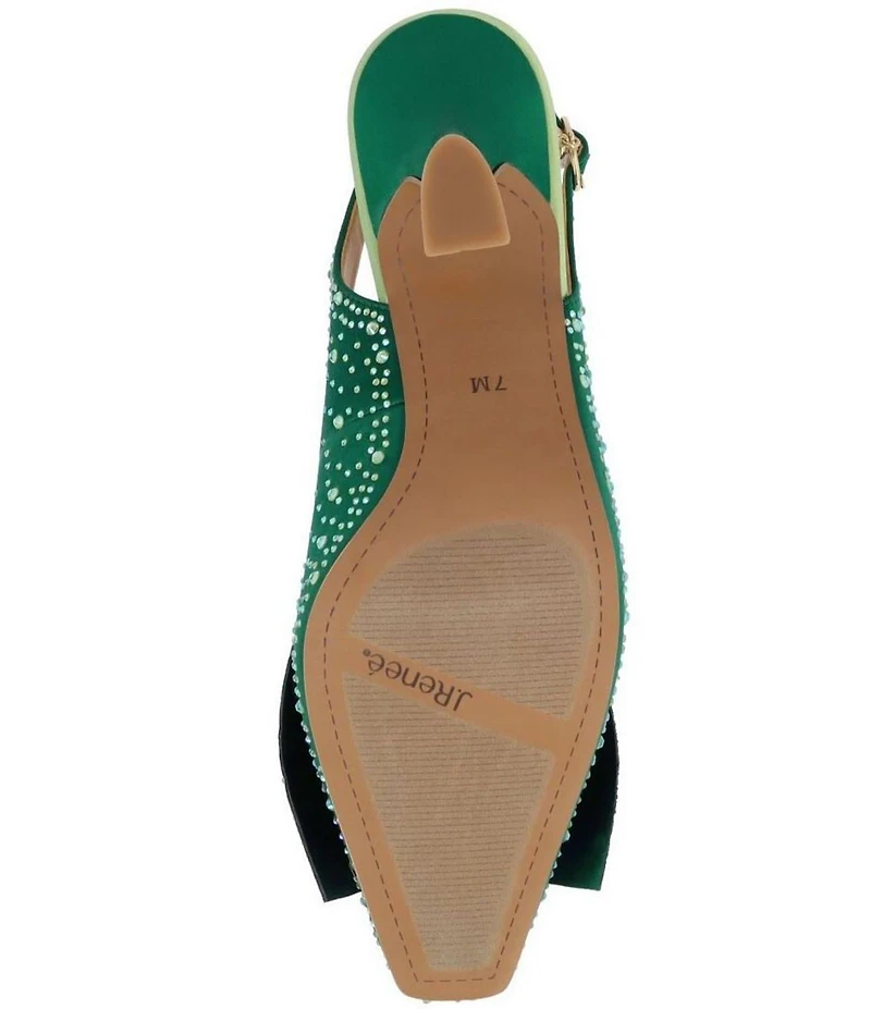 J. Renee Harlan Satin Rhinestone Bow Slingback Pumps