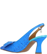 J. Renee Harlan Satin Rhinestone Bow Slingback Pumps