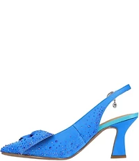 J. Renee Harlan Satin Rhinestone Bow Slingback Pumps