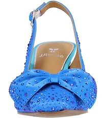 J. Renee Harlan Satin Rhinestone Bow Slingback Pumps