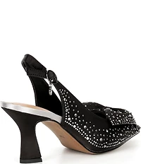 J. Renee Harlan Satin Rhinestone Bow Slingback Pumps