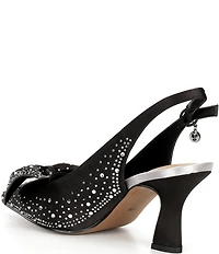 J. Renee Harlan Satin Rhinestone Bow Slingback Pumps