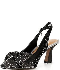 J. Renee Harlan Satin Rhinestone Bow Slingback Pumps