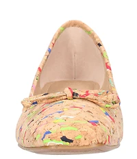 J. Renee Hirabelle Confetti Cork Square Toe Bow Flats
