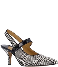 J. Renee Jasira Houndstooth Plaid Mary Jane Slingback Pumps