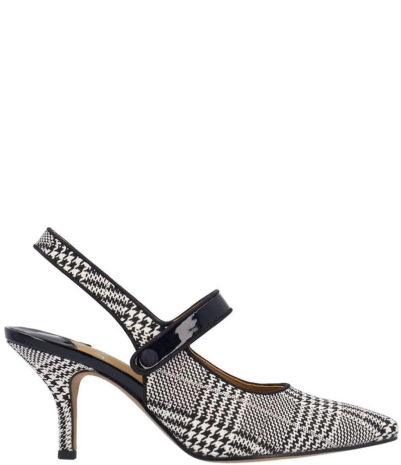 J. Renee Jasira Houndstooth Plaid Mary Jane Slingback Pumps