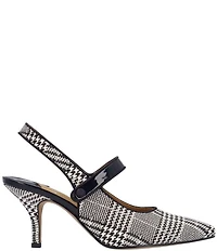 J. Renee Jasira Houndstooth Plaid Mary Jane Slingback Pumps