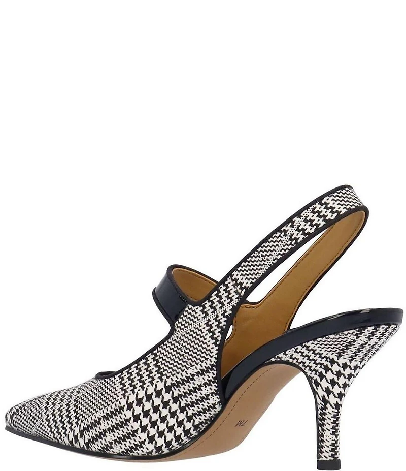 J. Renee Jasira Houndstooth Plaid Mary Jane Slingback Pumps