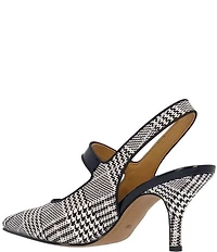 J. Renee Jasira Houndstooth Plaid Mary Jane Slingback Pumps