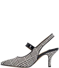 J. Renee Jasira Houndstooth Plaid Mary Jane Slingback Pumps