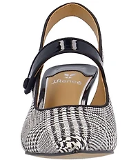 J. Renee Jasira Houndstooth Plaid Mary Jane Slingback Pumps